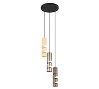 Trio Leuchten Pendelleuchte Stream 364030317, Metall Schwarz matt, Schirm Coffee/Taupe/Beige, exkl. 3x GU10