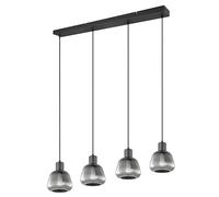 Trio Leuchten Pendelleuchte Tarifa 362800432, Metall Schwarz matt, Glas Chrom bedampft, exkl. 4x E27