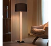 RAHUL PIANTANA TOUCH METALLO E PARALUME NERO E LEGNO CON LED H. 150CM 2 LUCI ATTACCO E27- 10W 1200lm, 3000K DIMMERABILE