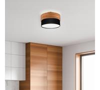 Plafoniera SEASONS legno naturale e paralume D.30cm nero 611500202