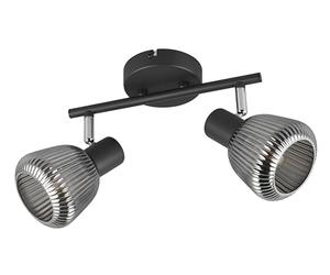 Trio Leuchten Spotbalken Tarifa 862800232, Metall Schwarz matt, Glas Chrom bedampft, exkl. 2x E14