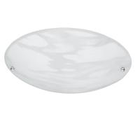 Trio Leuchten Trio 6196011-07 Plafoniera Tonda, 40 W, Vetro Decorato in Motivo Alabastro con Base in Metallo, Alluminio E27, Bianco, 25 x 8 centimeters