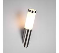 TRIOTO APPLIQUE DA ESTERNO CILINDRO ACCIAIO SATINATO E DIFFUSORE OPALE H. 36,5CM IP44 1 LUCE ATTACCO E27