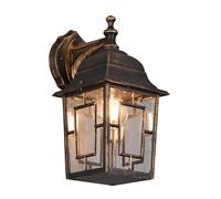 VOLTURNO APPLIQUE DA ESTERNO DOWN 4 LATI FUSIONE DI ALLUMINIO RUGGINE CON DECORO IN FUSIONE SUL VETRO E VETRO TRASPARENTE H. 30CM IP44 1 LUCE ATTACCO E27