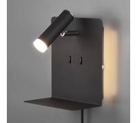 Trio Leuchten Element 222570232 - Lampada da parete a LED, in metallo nero opaco, 1 LED da 3 W, presa di ricarica USB