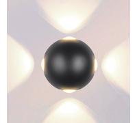 AVISIO APPLIQUE DA ESTERNO LED 8W 1000lm, 3000K SFERA QUADRI-EMISSIONE NERA IP54 D.10,5CM