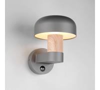 Trio Lighting Applique da esterno Fraser Sensor, grigio/effetto legno, alluminio IP54 E27 Trio Lighting