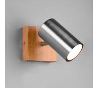 Trio-Leuchten Base spot Marley 1xGU10 max 15W Acciaio nichel opaco con base legno H16cm 812400107
