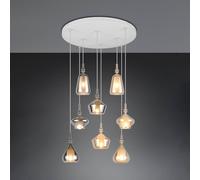 Trio Lighting Lampada a sospensione Aldea, Ø 60 cm, bianco/ambra/cromo, vetro, a 8 luci. 349430817