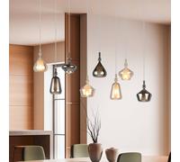 Trio Lighting Lampada a sospensione Aldea, lunghezza 115 cm bianco/ambra/cromo vetro, a 8 Trio Lighting