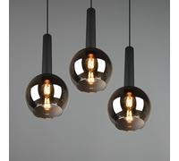 Sospensione CLAYTON metallo nero L.45cm con 5 vetri fumè cromato 310390332