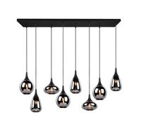 Sospensione LUMINA rettangolare con 6 diffusori metallo nero 317000832