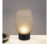 Trio Lighting Lampada da tavolo LED a batteria Facette, verde, USB, vetro, Trio Lighting