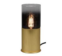 TRIO, Lampada tavolo, Robin 1xE27, max.40,0 W Vetro, Fumé, Finitura: Metallo, Ottone satinato Ø:11,0cm, A:25,5cm Interruttore su cavo,IP20,Senza illuminante,Sorgente luminosa sostituibile