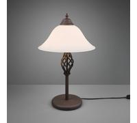 Lampada RUSTICA con diffusore vetro bianco H. 50CM metallo ruggine 501000224