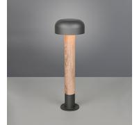 Trio Lighting Lampione Fraser, grigio/effetto legno, alluminio, IP54, altezza 84,5 cm Trio Lighting