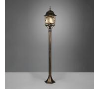 VOLTURNO PALO DA ESTERNO 4 LATI FUSIONE DI ALLUMINIO RUGGINE CON DECORO IN FUSIONE SUL VETRO E VETRO TRASPARENTE H. 100CM IP44 1 LUCE ATTACCO E27