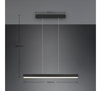 DUOLINE PAROS SOSPENSIONE LED 29W 3400lm, 3000K BI-EMISSIONE METALLO NERO L. 90CM DIMMERABILE