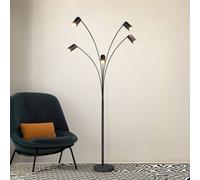 Trio Lighting Piantana Marley, nera, altezza 200 cm, a 5 luci, metallo Trio Lighting