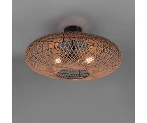 Trio Lighting Plafoniera Hedda di sisal e metallo Trio Lighting