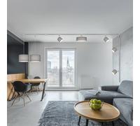 Trio Lighting Set di binari DUOline Hotel/Tommy, titanio, 4 m, a 7 luci, E27/E14 Trio Lighting