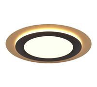TRIO Morgan 641519280 - Plafoniera a LED in metallo nero opaco/oro, acrilico, 46 Watt inclusa, telecomando
