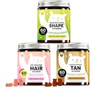 Trio - Per capelli, pelle e linea - Tripla azione bellezza - Con biotina per i capelli, rame per la pelle e cromo per il metabolismo - 3x60 pezzi- Senza Zucchero, Vegano - Bears with Benefits