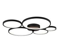 Plafoniera RONDO LED 5 cerchi con variazione intensitò metallo nero opaco 622610532