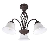 Plafoniera RUSTICA con 3 diffusori vetro bianco metallo ruggine 601000324