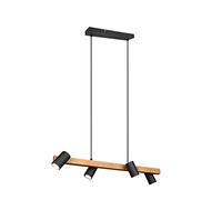 Trio Lampade a Sospensione, Legno/Colore Nero Opaco