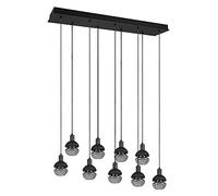 Trio, Sospensione, Mela 9xE14, max.25,0 W Vetro, Nero, Finitura: Metallo, nero opaco L:102,0cm, L:22,0cm, A:150,0cm IP20,Senza illuminante,Regolabile in altezza