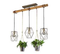 Trio, Sospensione, Plant 3xE27, max.40,0 W Vetro, Transparente chiaro, Finitura: Metallo, nichel antico L:115,0cm, L:22,0cm, A:150,0cm IP20,Senza illuminante,Regolabile in altezza