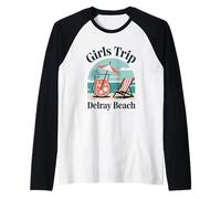 Trip Delray Beach Girls Travel Crew Florida Besties Maglia con Maniche Raglan
