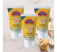 Tripack Travel Size SPF50 50 ml- PREP Ideale per le prime esposizioni al sole della pelle molto chiara o sensibile, è ideale anche per la pelle delicata dei bambini.I filtri UVA e UVB garantiscono una