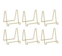 Tripar Confezione da 6 supporti quadrati in metallo verniciato oro da 15,2 cm, mini cavalletto in filo, piccoli supporti per foto, espositori per cornici, placche e piatti