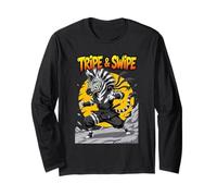 Tripe And Swipe Funny Zebra Kung Fu Martial Arts Cartoon Maglia a Manica