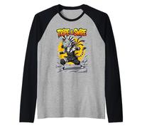 Tripe And Swipe Funny Zebra Kung Fu Martial Arts Cartoon Maglia con Maniche Raglan
