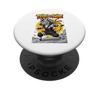 Tripe and Swipe Funny Zebra Kung Fu Martial Arts Cartoon PopSockets PopGrip Adesivo