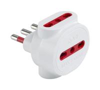 Tripla bianca, spina grande 16A, 3 prese bipasso bivalenti 10A/16A, adattatore triplo
