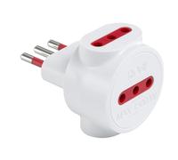 Tripla bianca, spina piccola 10A, 3 prese bipasso bivalenti 10A/16A, adattatore triplo