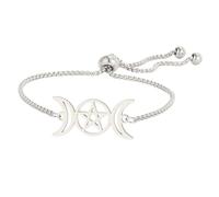 Tripla Dea della Luna Pentagramma Bracciale Stella Amuleto Pentagramma Religione Bracciale in Acciaio Inossidabile Gioielli Simbolo Stregoneria Regali per le donne, Medium, Acciaio inossidabile