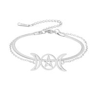 Tripla Dea della Luna Pentagramma Bracciale Stella Amuleto Pentagramma Religione Bracciale in Acciaio Inossidabile Gioielli Simbolo Stregoneria Regali per le donne, Medium, Acciaio inossidabile