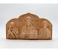 Tripla icona ortodossa Jesys Madre di Dio San Nicola in auto su magnete 3,34"
