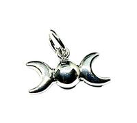 Tripla Luna Dea Argento Sterling 925 Piccolo Charm Pagano Wiccan Strega Gioielli