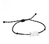 Tripla Luna dea Bracciale per le Donne Uomini in Acciaio Inox Stile Unico Scavare Pentagramma Luna Doppia Corda Corda Bracciali Regolabili Amuleto Gioielli Regali (scaglia 1)