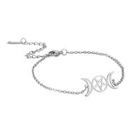 Tripla Luna dea Bracciale per le Donne Uomini in Acciaio Inox Stile Unico Scavare Pentagramma Luna Doppia Corda Corda Bracciali Regolabili Amuleto Gioielli Regali (scaglia)
