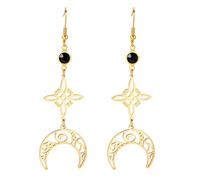 Tripla Luna Dea Pentagramma Mezzaluna Ciondolo Orecchini Amuleto Wiccan Gioielli Gioielli in acciaio inox Regalo Ragazza Donna (Mezzaluna celtica - oro02)