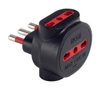 Tripla nera, spina grande 16A, 3 prese bipasso bivalenti 10A/16A, adattatore triplo
