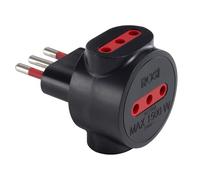 Tripla nera, spina piccola 10A, 3 prese bipasso bivalenti 10A/16A, adattatore triplo
