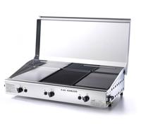 Tripla Piastra di Cottura in Ghisa e Acciaio a Gas GPL e Metano Ompagrill Plancha Trio/1 Cover/M